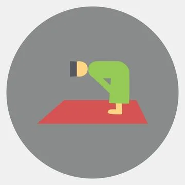 Icon pray. Islamic elements of Ramadhan, Eid Al Fitr, Eid Al Adha. Icons in.. Stock Illustration