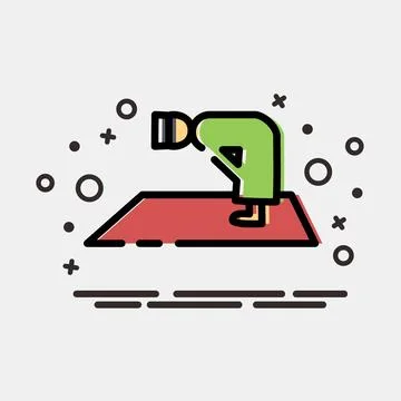 Icon pray. Islamic elements of Ramadhan, Eid Al Fitr, Eid Al Adha. Icons in.. Illustrazione stock
