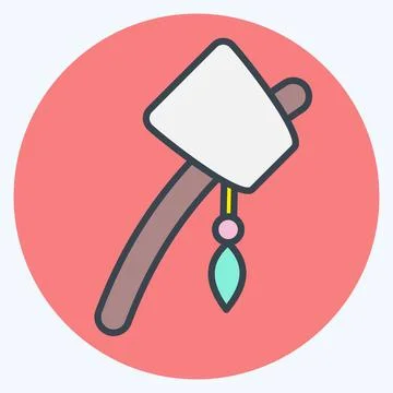 Icon Primitive Axe. related to American Indigenous symbol. color mate style.. 스톡 일러스트