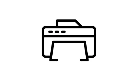 Icon of a printer, symbolizing printing functionality or services. Stock Footage 334766396
