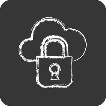 Icon Private Cloud. suitable for Security symbol. chalk Style. simple desig.. Stock Illustration