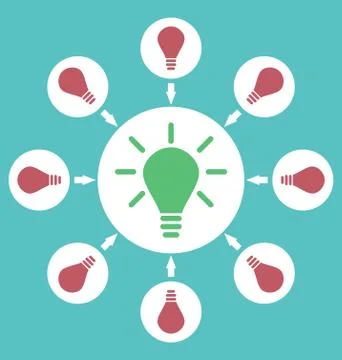 Icon process of generating ideas to solve problems, birth of the brilliant id Illustrazione stock