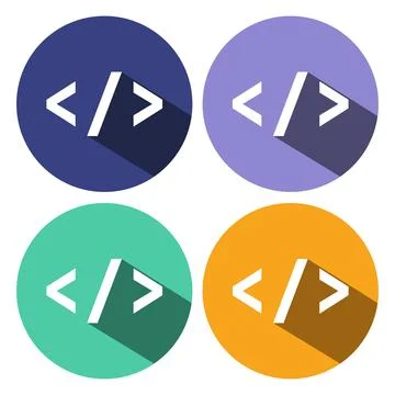 Icon programming web development concept flat design with long shadow Stock Illustration