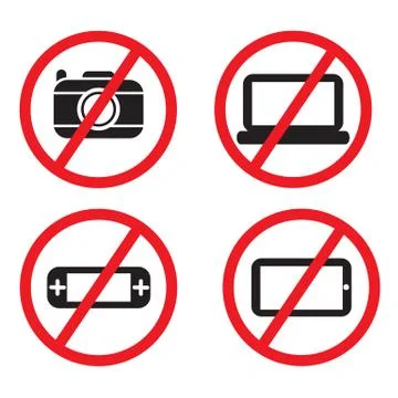 Icon prohibited electronic devices on planes. Stock Illustration