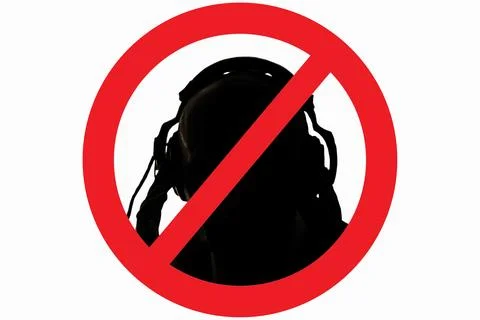 The icon prohibits the activity of hidden eavesdropping. A red prohibition .. Stock Illustration