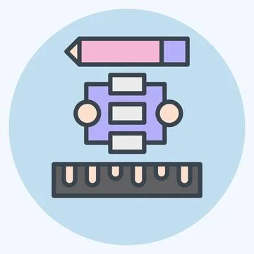 Icon Project Flowchart. related to Creative Concept symbol. color mate styl.. Illustrazione stock