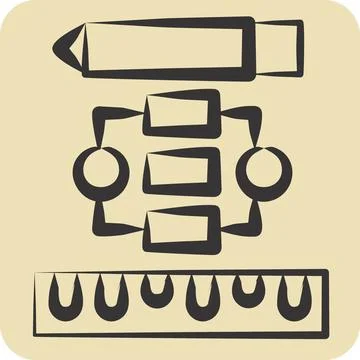 Icon Project Flowchart. related to Creative Concept symbol. hand drawn styl.. Illustrazione stock