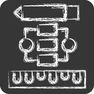 Icon Project Flowchart. related to Creative Concept symbol. chalk Style. si.. Illustrazione stock
