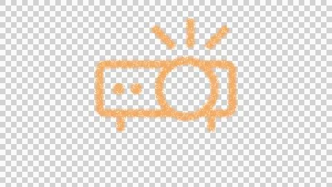 Icon projector is made of yellow grains of sand. Some grains of sand fall down. Ilustração Stock