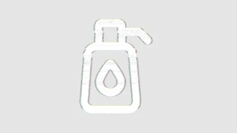 Icon pump soap is distorted. Glitch. Noise, chromatic aberration, geometric Video stock 301596469