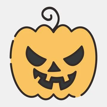 Icon pumpkins. Illustration of halloween elements. Icon in filled line style. Stock Illustration
