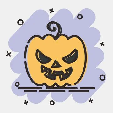 Icon pumpkins. Illustration of halloween elements. Icon in comic style. Stock Illustration