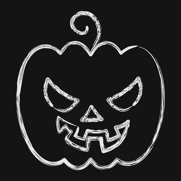 Icon pumpkins. Illustration of halloween elements. Icon in chalk style. Stock Illustration