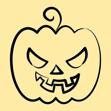 Icon pumpkins. Illustration of halloween elements. Icon in hand drawn style. Stock Illustration