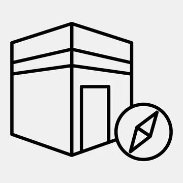 Icon qibla direction. Islamic elements of Ramadhan, Eid Al Fitr, Eid Al Adh.. Stock Illustration