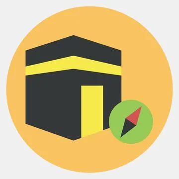 Icon qibla direction. Islamic elements of Ramadhan, Eid Al Fitr, Eid Al Adh.. Stock Illustration