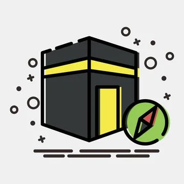 Icon qibla direction. Islamic elements of Ramadhan, Eid Al Fitr, Eid Al Adh.. イラスト素材