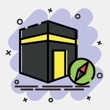 Icon qibla direction. Islamic elements of Ramadhan, Eid Al Fitr, Eid Al Adh.. Stock Illustration