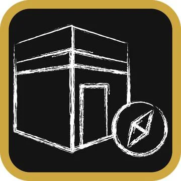 Icon qibla direction. Islamic elements of Ramadhan, Eid Al Fitr, Eid Al Adh.. Illustrazione stock