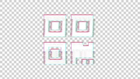 Icon qrcode is distorted. Glitch. Noise, chromatic aberration, geometric 스톡 일러스트