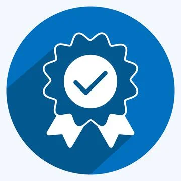 Icon Quality Verified. suitable for Programming symbol. long shadow style. si Illustrazione stock