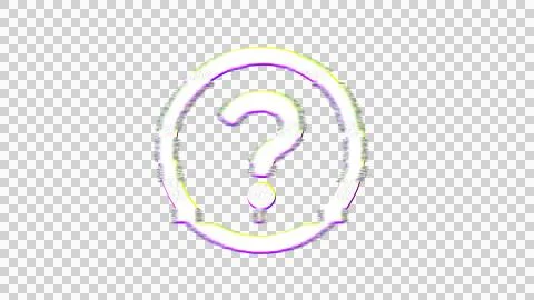 Icon question circle is distorted. Glitch. Noise, chromatic aberration, イラスト素材