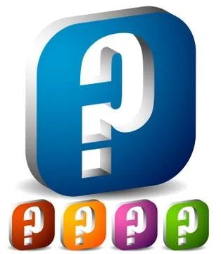 Icon with question mark in 5 color. Questions, support, quiz icon. Stock Illustration