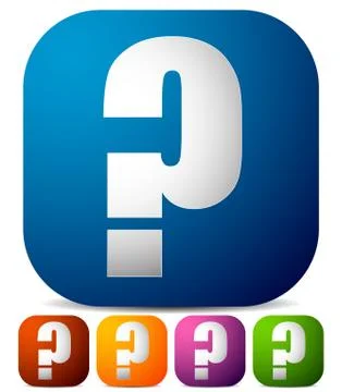 Icon with question mark in 5 color. Questions, support, quiz icon. Stock Illustration