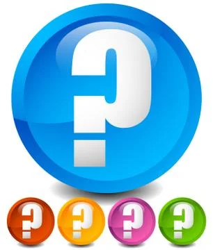 Icon with question mark in 5 color. Questions, support, quiz icon. Stock Illustration