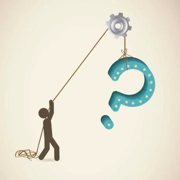 Icon of question, person pulling a question, vector illustration Illustrazione stock