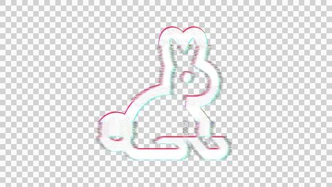 Icon rabbit is distorted. Glitch. Noise, chromatic aberration, geometric Stock Illustration