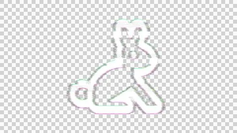 Icon rabbit is distorted. Glitch. Noise, chromatic aberration, geometric Stock Illustration