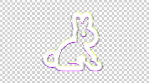Icon rabbit is distorted. Glitch. Noise, chromatic aberration, geometric Stock Illustration