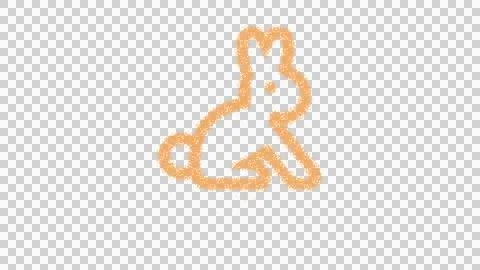 Icon rabbit is made of yellow grains of sand. Some grains of sand fall down. Stock Illustration