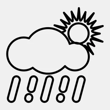 Icon rain with sun. Weather elements symbol. Icons in line style. Good for .. Stock Illustration