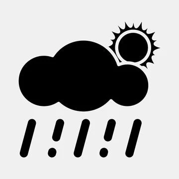 Icon rain with sun. Weather elements symbol. Icons in glyph style. Good for.. Stockillustratie