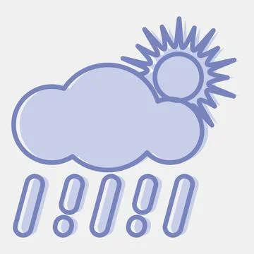 Icon rain with sun. Weather elements symbol. Icons in two tone style. Good .. Stock Illustration