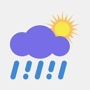 Icon rain with sun. Weather elements symbol. Icons in flat style. Good for .. Illustrazione stock