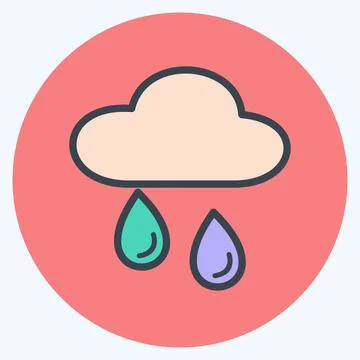 Icon Raining. suitable for Spring symbol. color mate style. simple design edi Stock Illustration