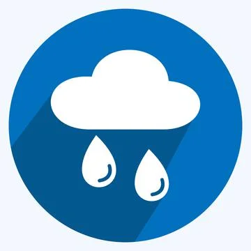 Icon Raining. suitable for Spring symbol. long shadow style. simple design ed Stock Illustration