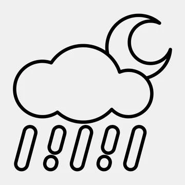 Icon rainy night. Weather elements symbol. Icons in line style. Good for pr.. イラスト素材