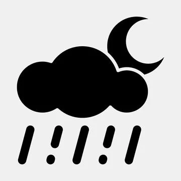 Icon rainy night. Weather elements symbol. Icons in glyph style. Good for p.. イラスト素材