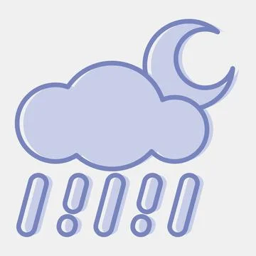 Icon rainy night. Weather elements symbol. Icons in two tone style. Good fo.. Stock Illustration