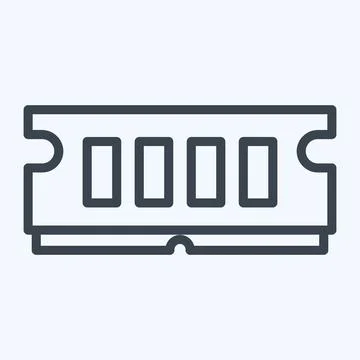 Icon RAM. suitable for Computer Components symbol. line style. simple design  Illustrazione stock