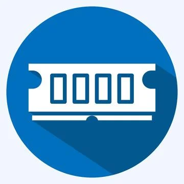 Icon RAM. suitable for Computer Components symbol. long shadow style. simple  Illustrazione stock