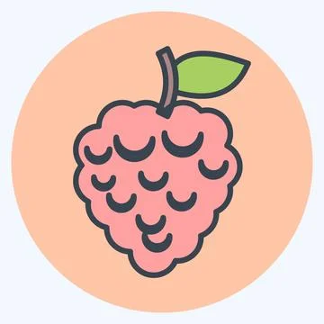 Icon Raspberry. suitable for Fruits and Vegetables symbol. color mate style.  Stock Illustration
