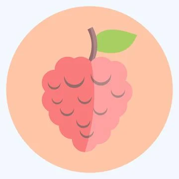 Icon Raspberry. suitable for Fruits and Vegetables symbol. flat style. simple Stock Illustration