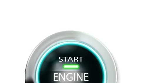 Icon realistic chrome black button with inscriptions engine start, stop 스톡 일러스트