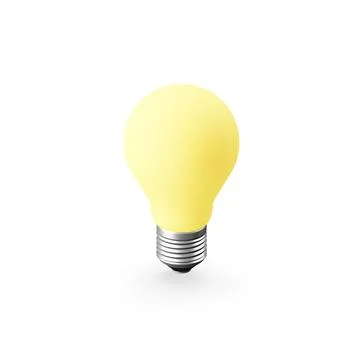 The icon is a realistic yellow light bulb. 3D rendering. Stock Illustration