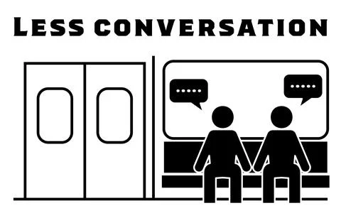 Icon recommending that you refrain from talking on the train Stock Illustration